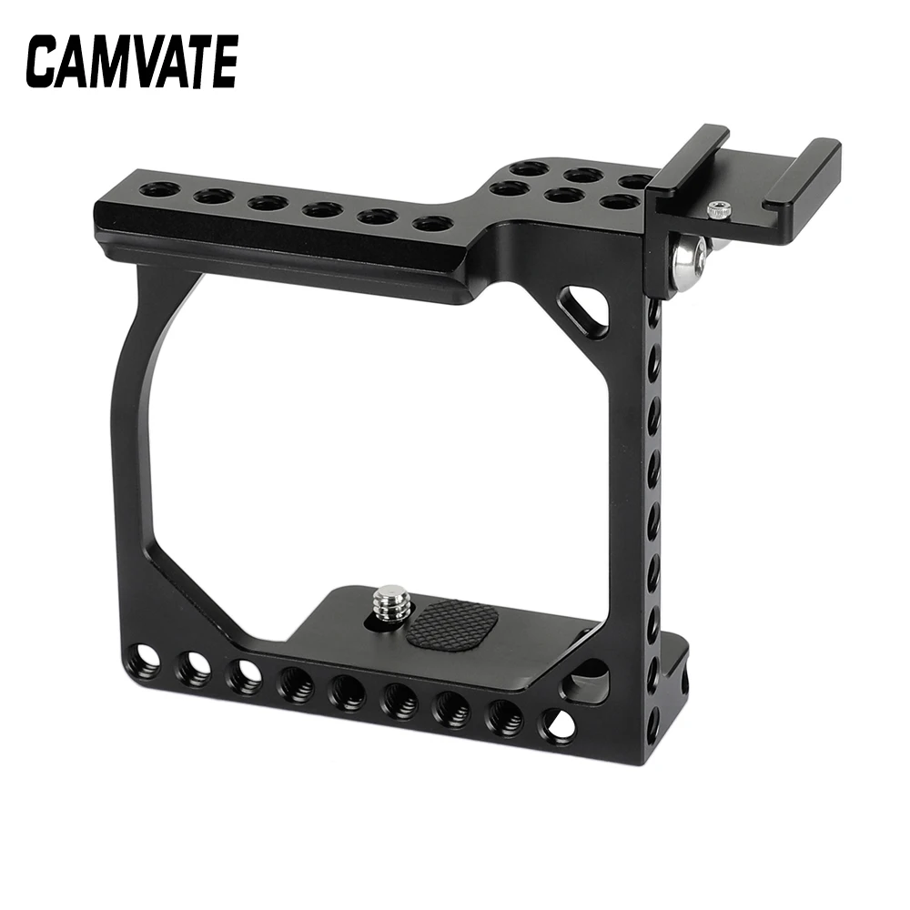 CAMVATE Camera Cage Rig With Removable Shoe Mount Adapter& NATO Safety Rail For Sony A6000/A6300/A6400/A6500/A6600/Canon EOS M