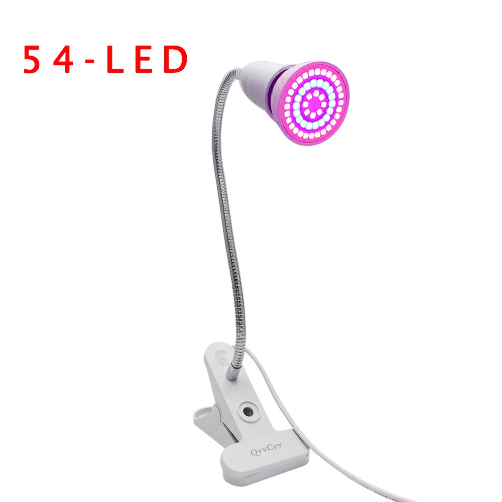 54 LED Plant flower Grow Light Lamp E27 Bulb with desk clip holder For indoor greenhouse Hydroponic  Veg System 110V 220V