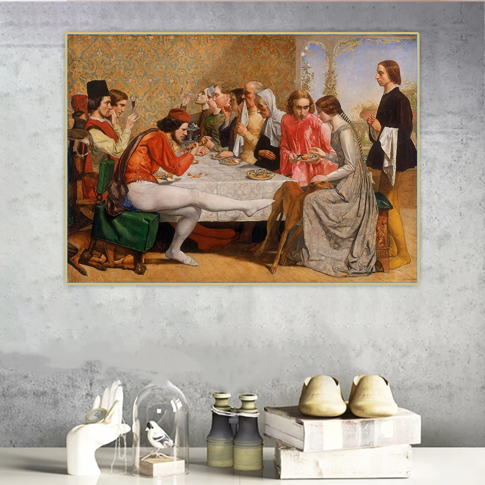 John Everett Millais《Lorenzo and Isabella》Canvas Art Oil Painting Artwork Picture Wall Hanging Decor Home Living Room Decoration