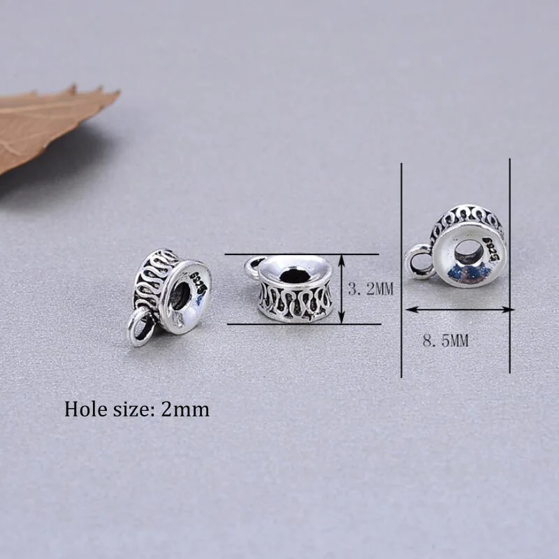 100% 925 Silver Jewelry Spacers Longevity Good Luck Symbol DIY Bracelet Connector Beads Jewelry Findings Ring Beads