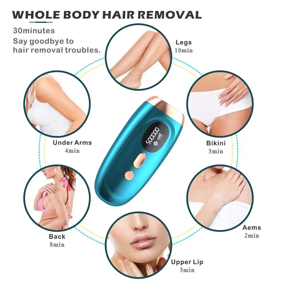 Electric IPL Laser Hair removal Epilator Permanent Hair Removal Machine Face Body Depilador LCD laser FDA 500000 Flashes