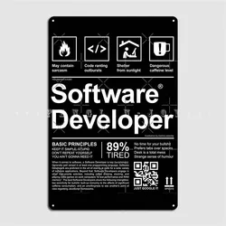 Software Developer Label Metal Sign Club Cave Pub Customize Wall Decor Tin Sign Poster