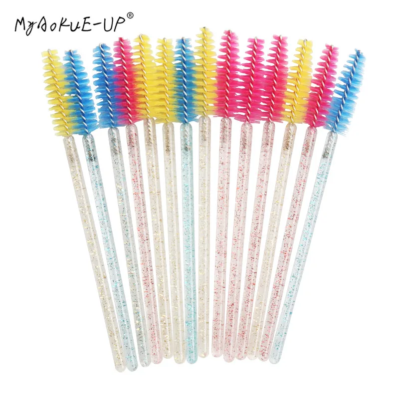 50 Stück Kosmetik-Wimpernbürsten, Kristall-Mascara-Applikatoren, Diamant-Wimpernbürsten, Einweg-Make-up-Pinsel, Werkzeuge – Detail 4
