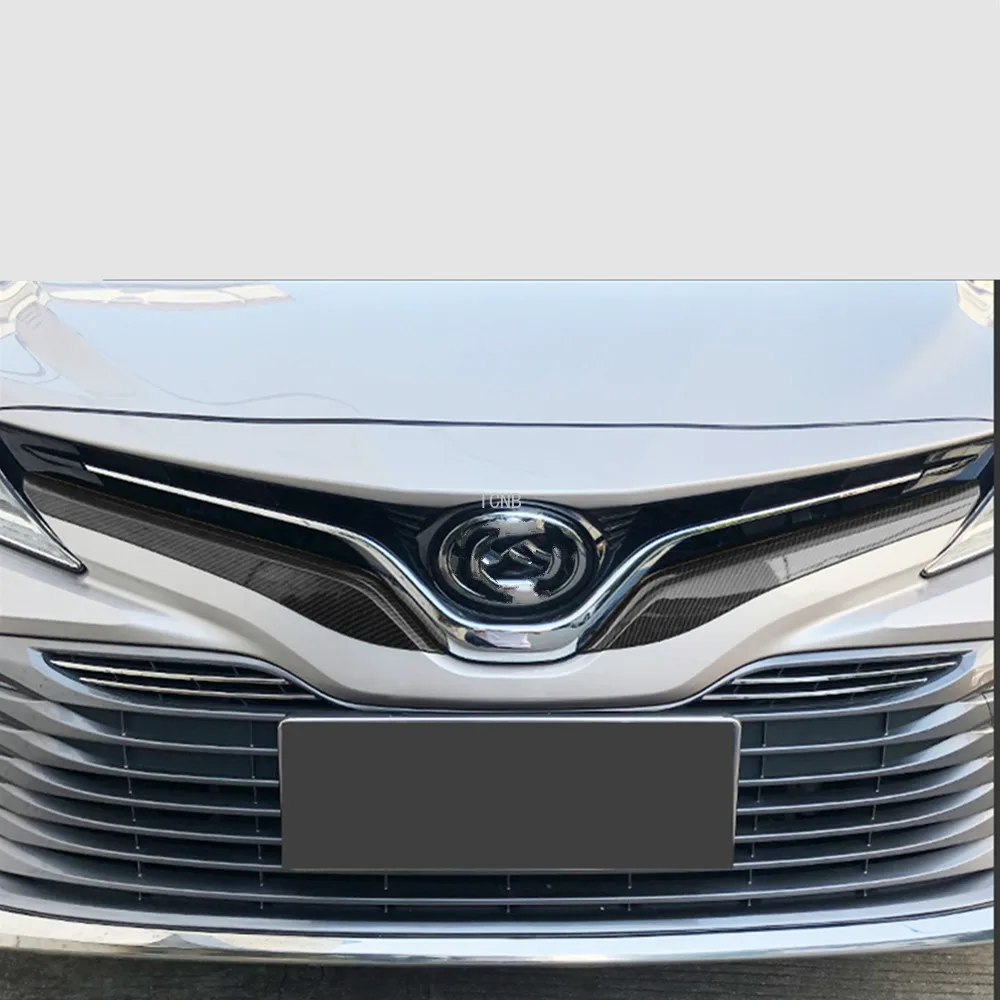 2PCS/set Chrome Plated ABS Trim Strip for Toyota Camry 2018 2019 XV70 8th Front Meshed Grille Accessories