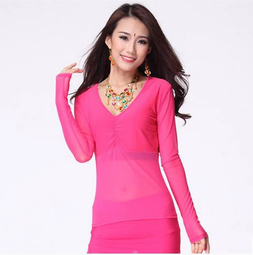 New arrival crystal cotton and mesh belly dance top momen long sleeves belly dance tops 9 colors sexy tops