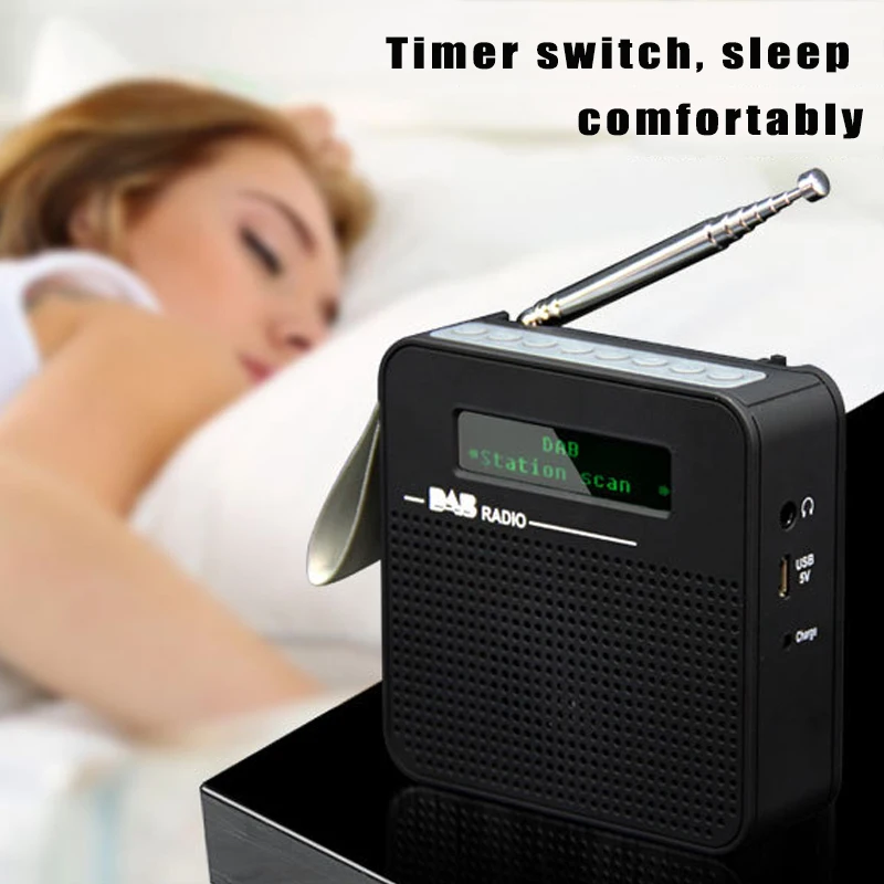 Portable DAB/DAB+ Radio LCD Display Automatic Tuning Mini Receiver Automatic Storage of 20 Radio Stations with Bluetooth