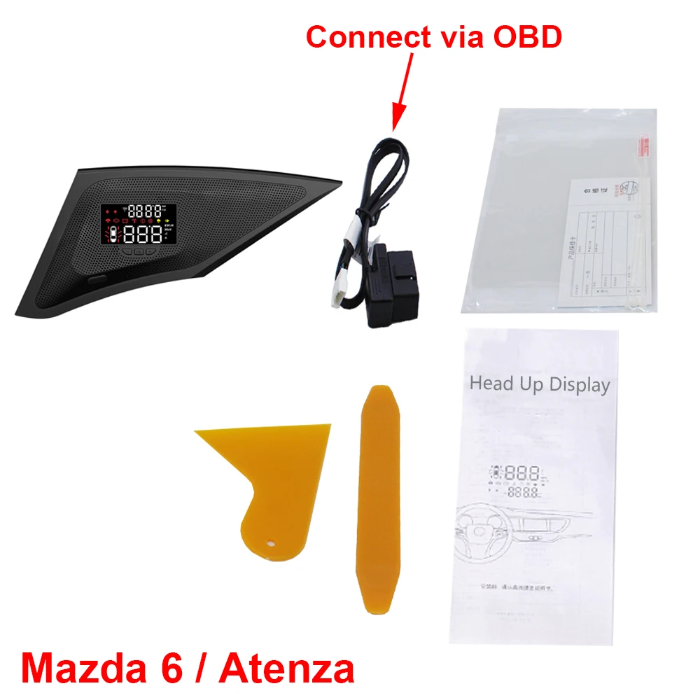 For Mazda 6 Atenza/Mazda6 2012-2024 Car Accessories HUD Head Up Display Windshield Speed Projector Security Alarm System