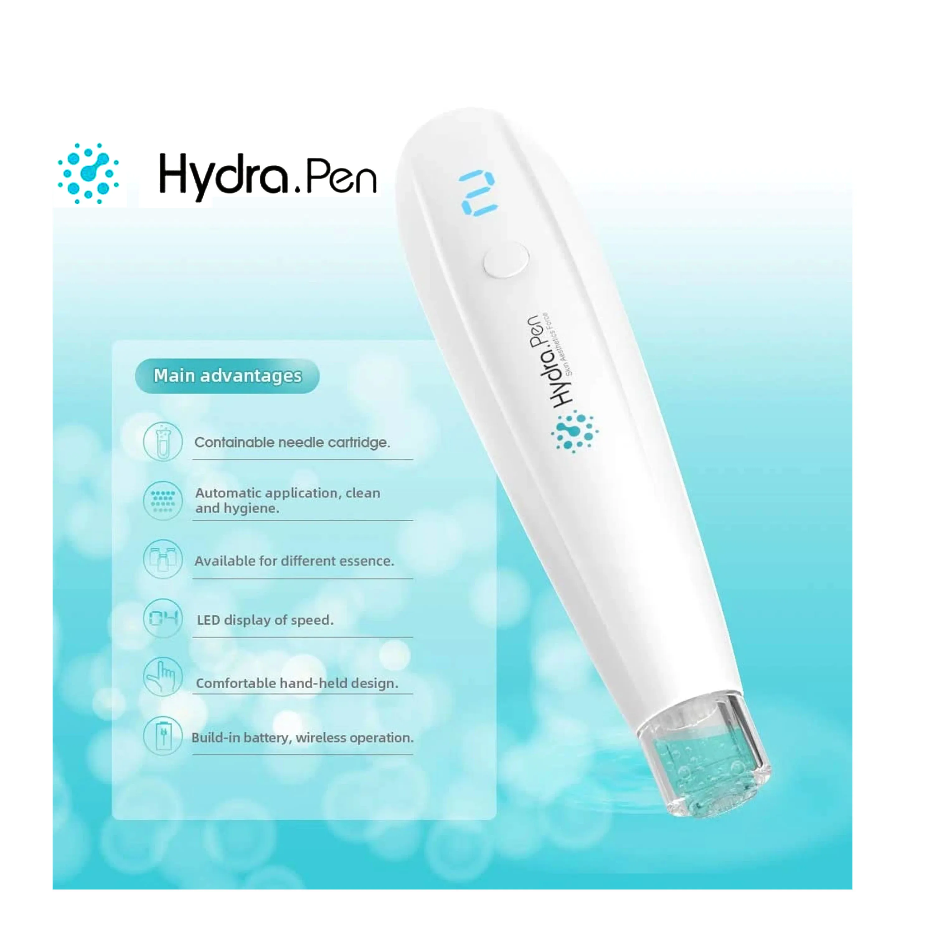 Professionelle Microneed Stift Original Hydra Stift H2 Automatische Serum Derma Stempel Mit 20 stücke Nadel Patrone Für Miconeedle Pflege