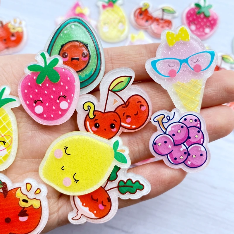 10Pcs Kawaii carino serie di frutta mista posteriore piatta cabochon acrilici Scrapbooking gioielli fai da te decorazione artigianale accessori H88