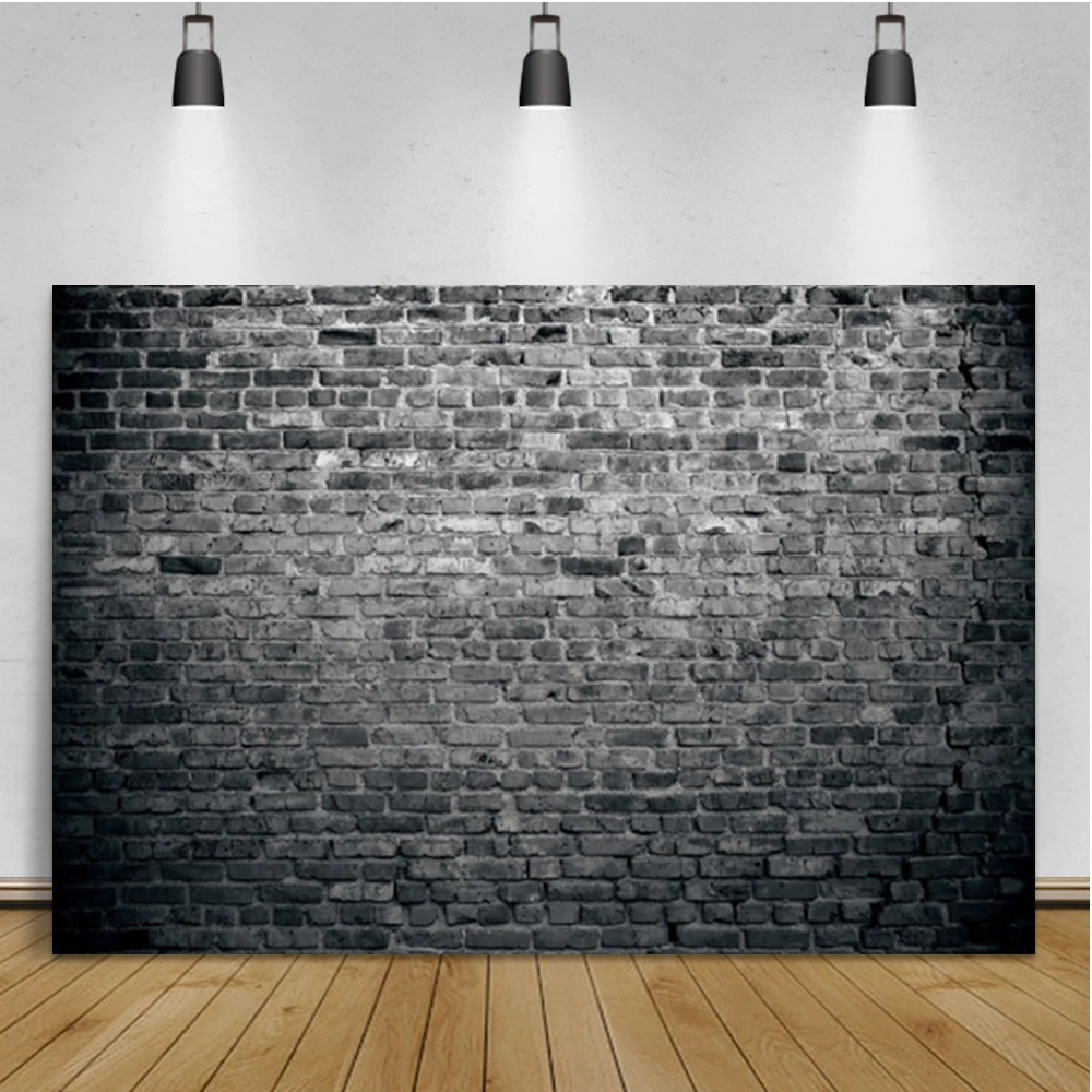 Laeacco Black Brick Wall Background Gradient Grunge Baby Show Decor Birthday Star Portrait Photographic Backdrop For Photo Studi