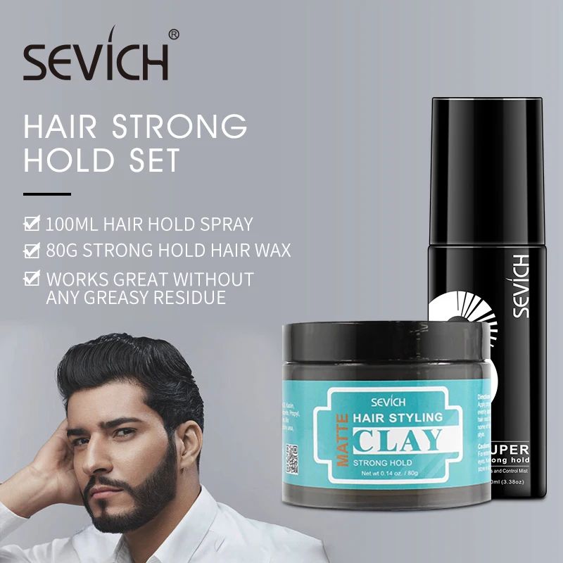 Sevich Hair Spray Set for Hold Styling Super Strong 100ml Salon Hair Styling Spray Hair Styling Products 80g Hair Clay