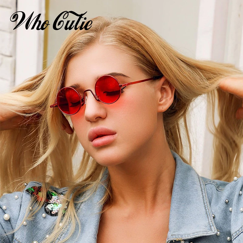 Fashion 90s Small Round Sunglasses Men Women Brand Designer Retro Vintage Slim Frame Little Red Circle Sun Glasses Shades OM754