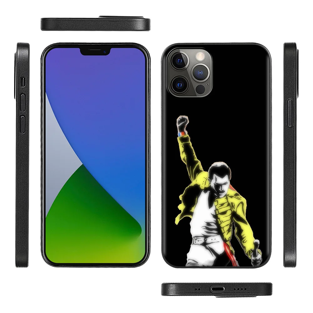 Cellphone Cover For iPhone 15 14 12 Mini 11 Pro X XS Max XR 8 7 Plus Black TPU Fundas Silicone Capa Queen Freddie Mercury