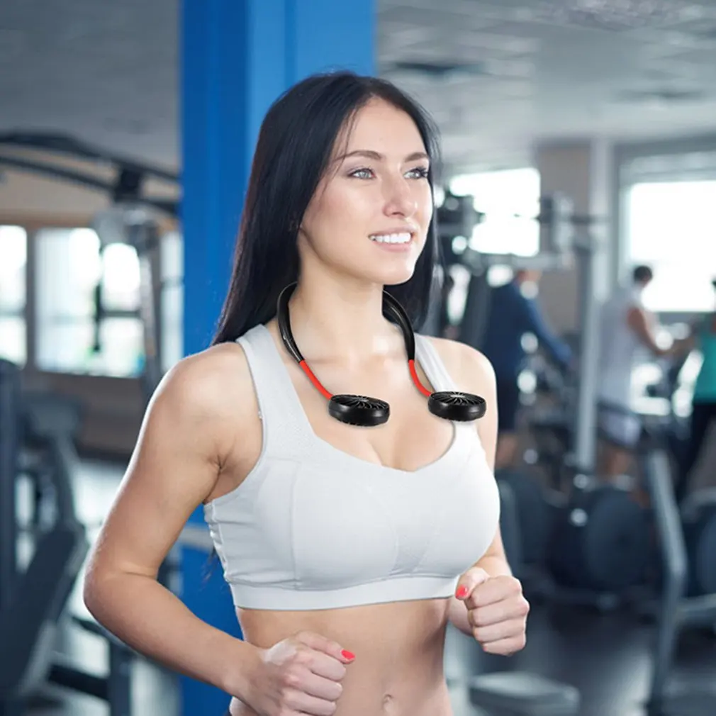 USB Outdoor Sports Mini Hanging Neck Fan portatile senza foglie piccolo ventilatore appeso al collo pigro ventilatore elettrico Ultra-silenzioso