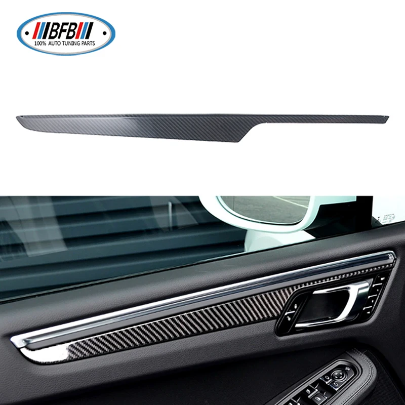 BFB 4pcs Interior Door Trims Glossy Black Color Dry Carbon Add on Style For Porsche Macan 2014-2017