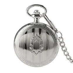 Silver Shield Automatic Mechanical Pocket Watch Arabic Numerals Display Self-Winding Pendant Antique Pocket Clock Male Gifts