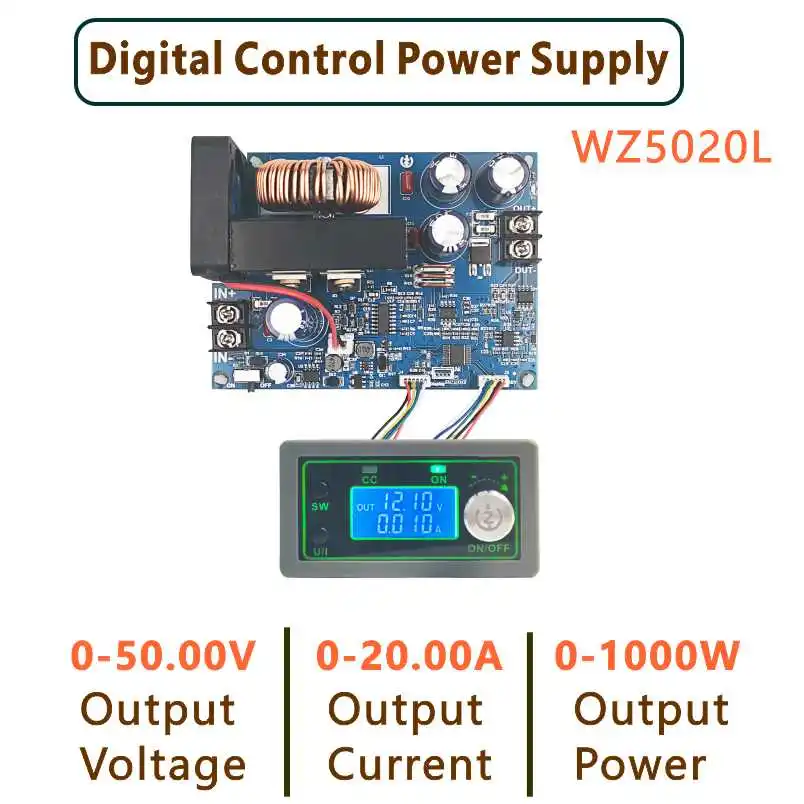 WZ5020L WZ5012L DC DC Buck Converter CC CV Step-down Power Module 50V 20A 1000W Adjustable Voltage Regulated power supply