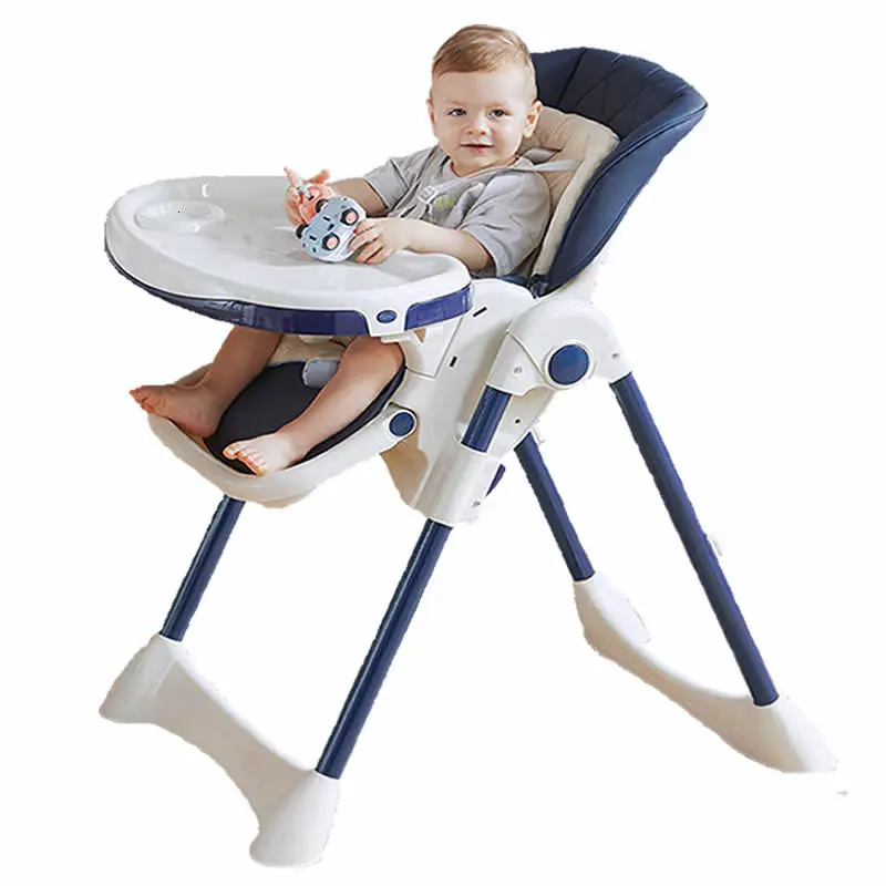 

High-Foot Feeding Chair Baby Multi-Function Foldable Dining Chair with Wheel Portable Reclining Household Children Table Chair