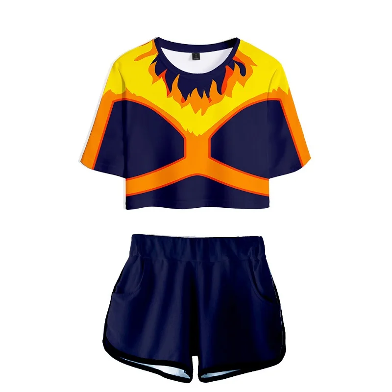 My foreAcademia Cosplay Ensemble deux pièces pour femme, t-shirt sexy, short, My Boku No foreAcademia, uniforme de gym, survêtement pour filles