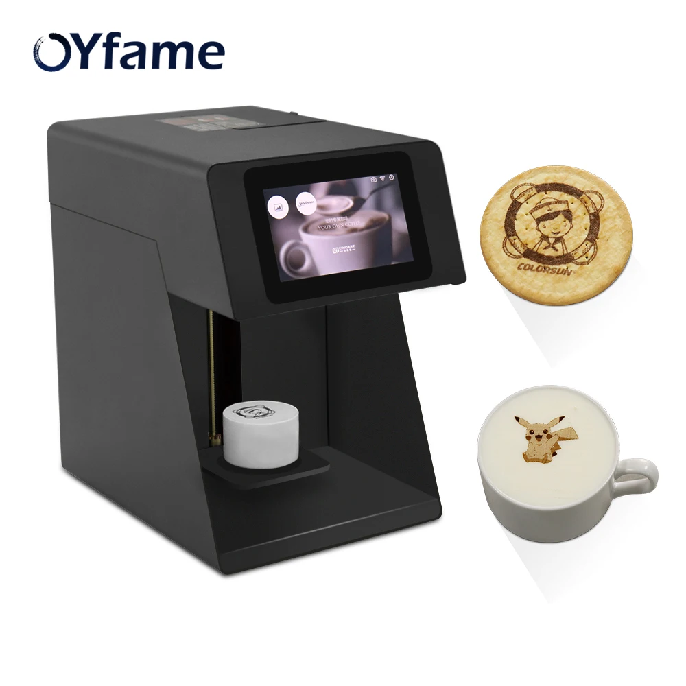 OYfame Automatic Coffee Printer brown color Coffee Printing Machine For Coffee Beer Juice cake Latte printer With Wifi