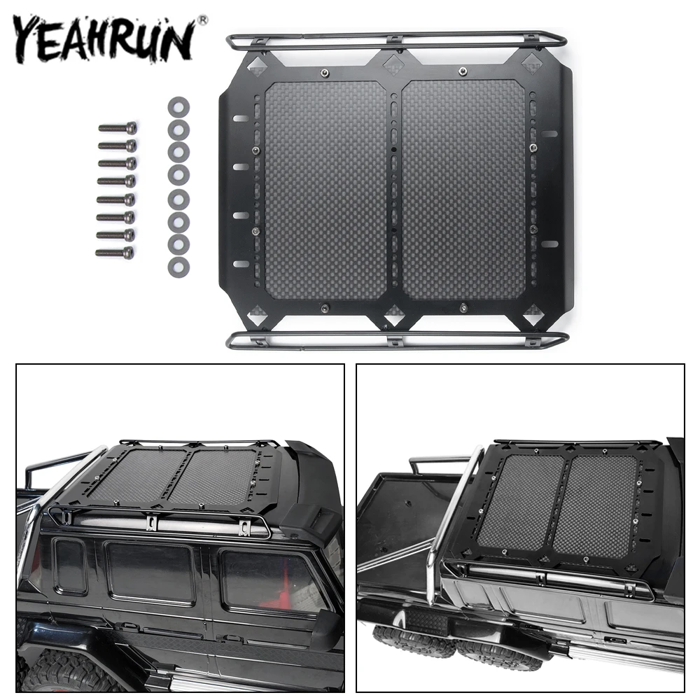 YEAHRUN metallo e fibra di carbonio simulazione portapacchi portapacchi per 1/10 TRX-6 G63 RC Crawler Car Upgrade Parts