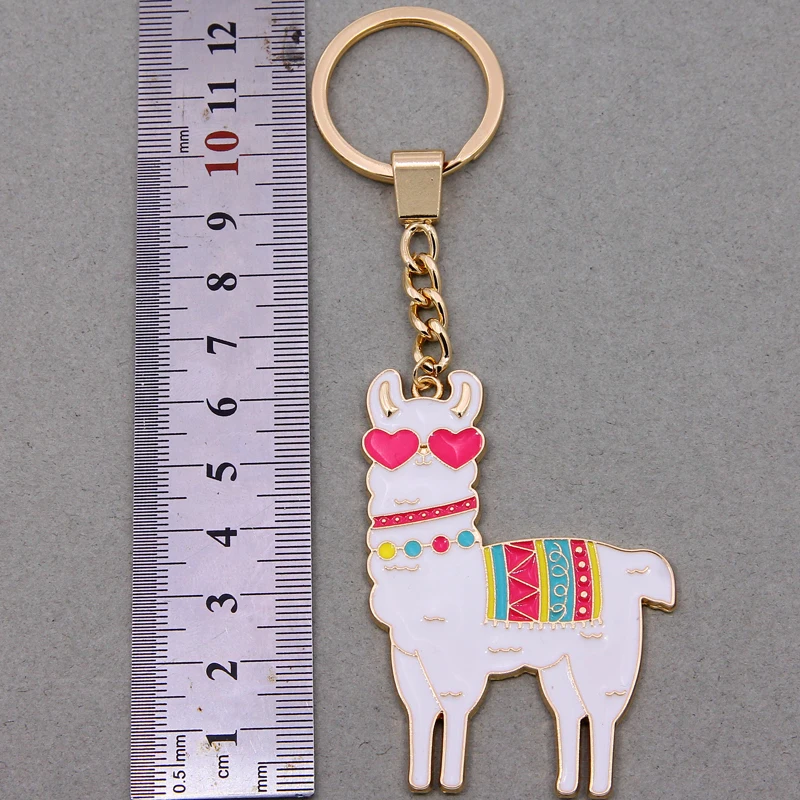 Classic Enamel Alloy South American Floral Alpaca Goat Key Chains For Women bag Charms Keyring keychains Fashion Jewelry