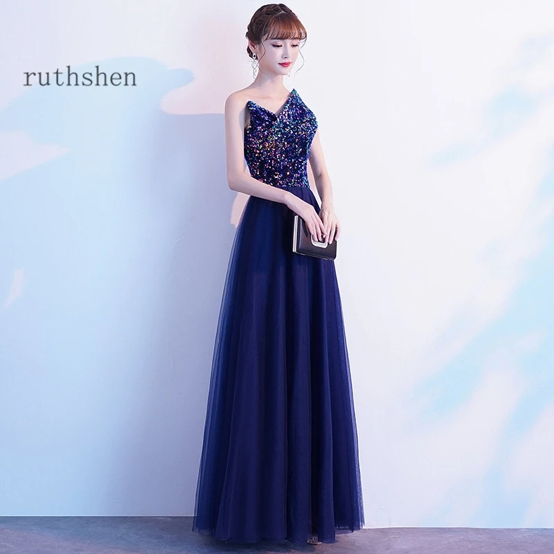 Elegant Prom Dresses Long One Shoulder Colorful Sequins A Line Evening Gowns Formal Party Dress