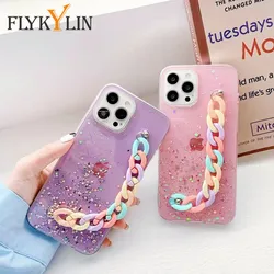 Glitter Korean Style Bracelet Case For Xiaomi Redmi Note 10 9 9S 8T 8 7 6 Pro 7A 8A 9A 9C Wristband Chain Soft Epoxy Back Cover