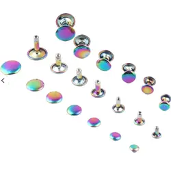 Rainbow Double Cap Rivets,Metal Button Round Jewelry  Rivet,Rivet Studs for Purse Bags Handbags Shoes Jeans Belts Leather