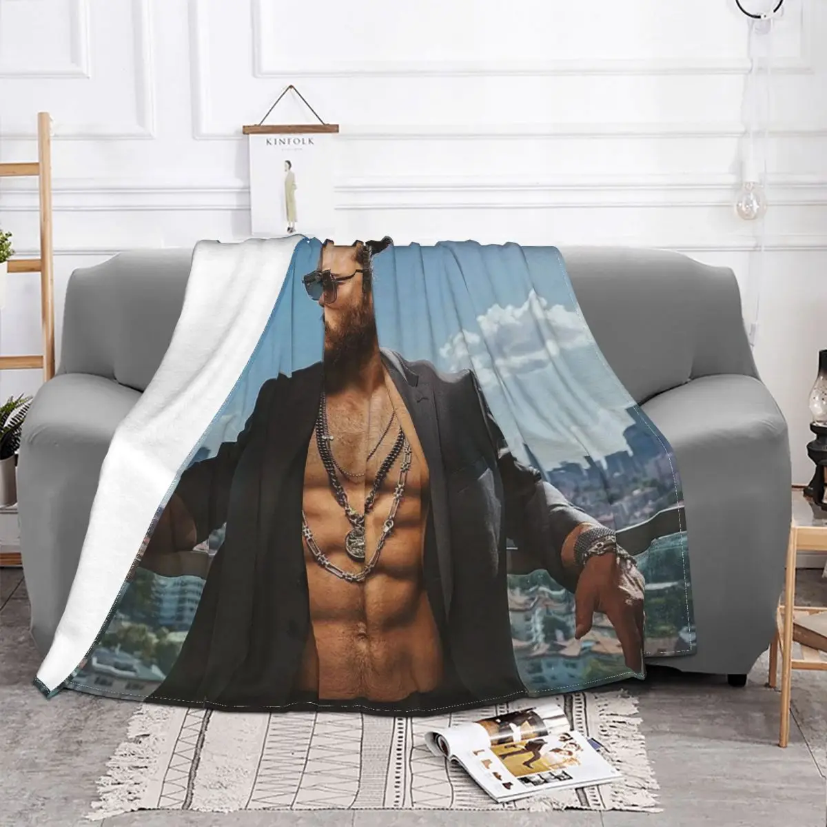 Can Yaman Actor Blankets Fleece Winter Abdominal Muscles Multi-function Soft Throw Blanket for Sofa Outdoor Bedspread