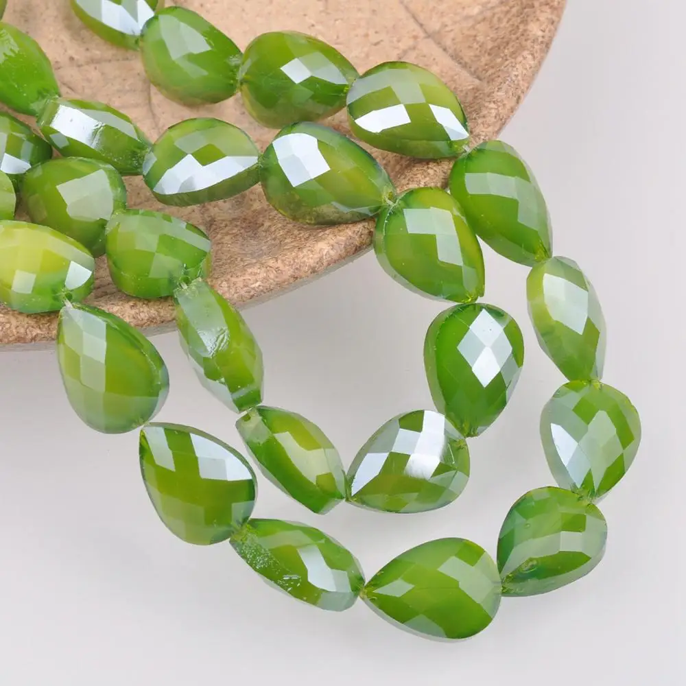 ジュエリー作りのための着色された透明なガラスビーズ,フラット,日曜大工の工芸品,18x13mm,10個