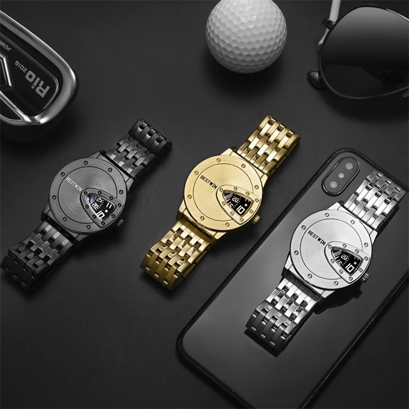 2024 BESTWIN Luxury Brand Trend Cool Men\'s Wrist Watch Stainless Steel Technology Fashion Quartz Watch For Men Relogio Masculino