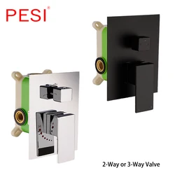 Wall Mount Bathroom Rain Waterfall 2/3 way Shower Faucets Set Concealed Chrome Shower System Bathtub Mixer Tap