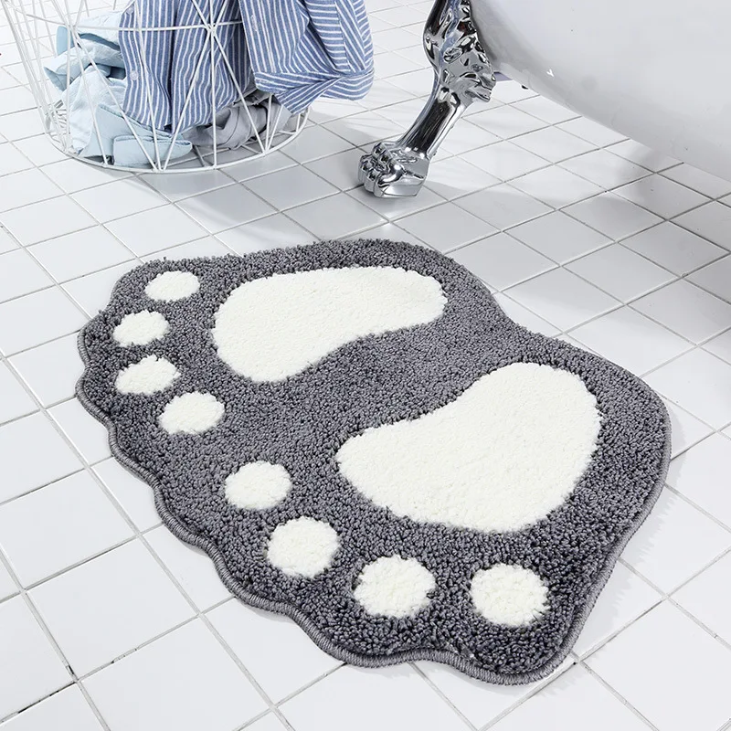 Cute Paw Print Bath Mat Non-slip Microfiber Bathroom Set Rug Anti Slip Carpet for Bathroom Toilet Bathtub Durable Home Supplies