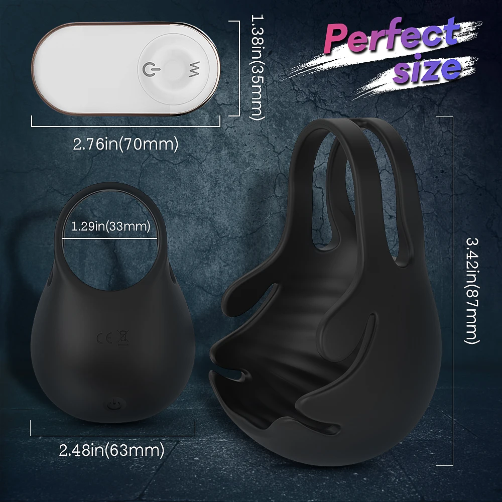 Wireless Remote Control Penis Vibrator for Men Chastity Double Cock Ring Testicle Bondage Vibrators Sex Toys for Men masturbator