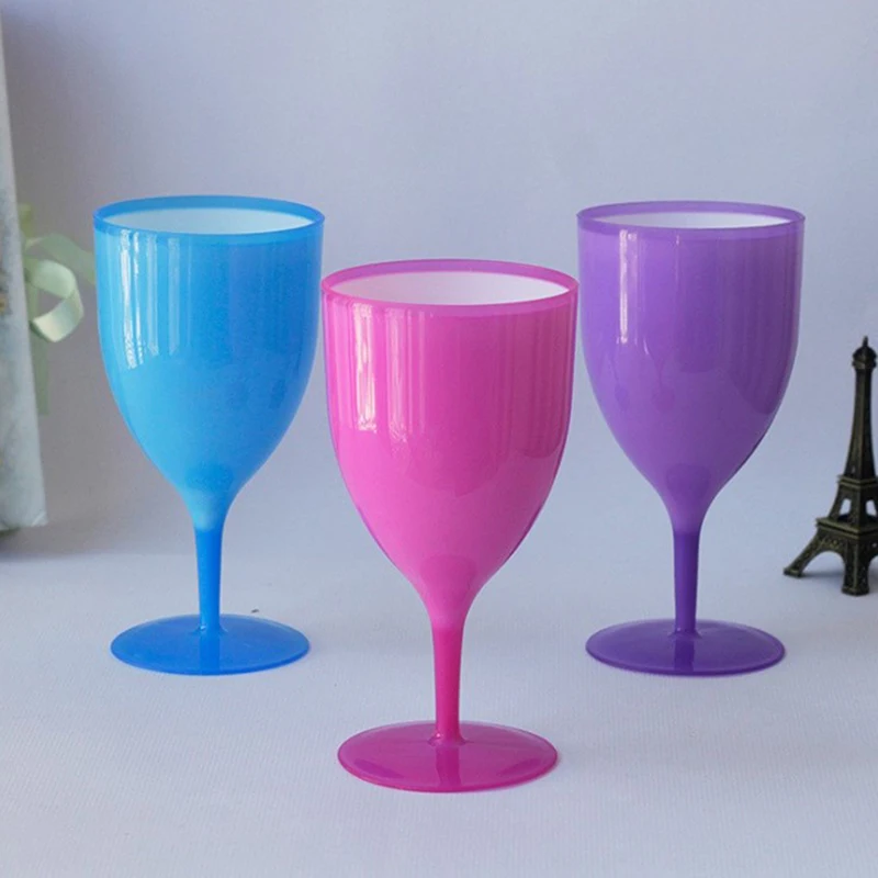 6pcs/set Plastic Wine Glasses Cocktail Champagne Goblet Picnic Bar Party Drinking Glasses Colorful Goblet Set