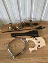 3/4 Upright Steel Gut Double Bass Parts Set with Tailpiece Bridge Endpin Strings And Tuning Pegs for Upright Bass