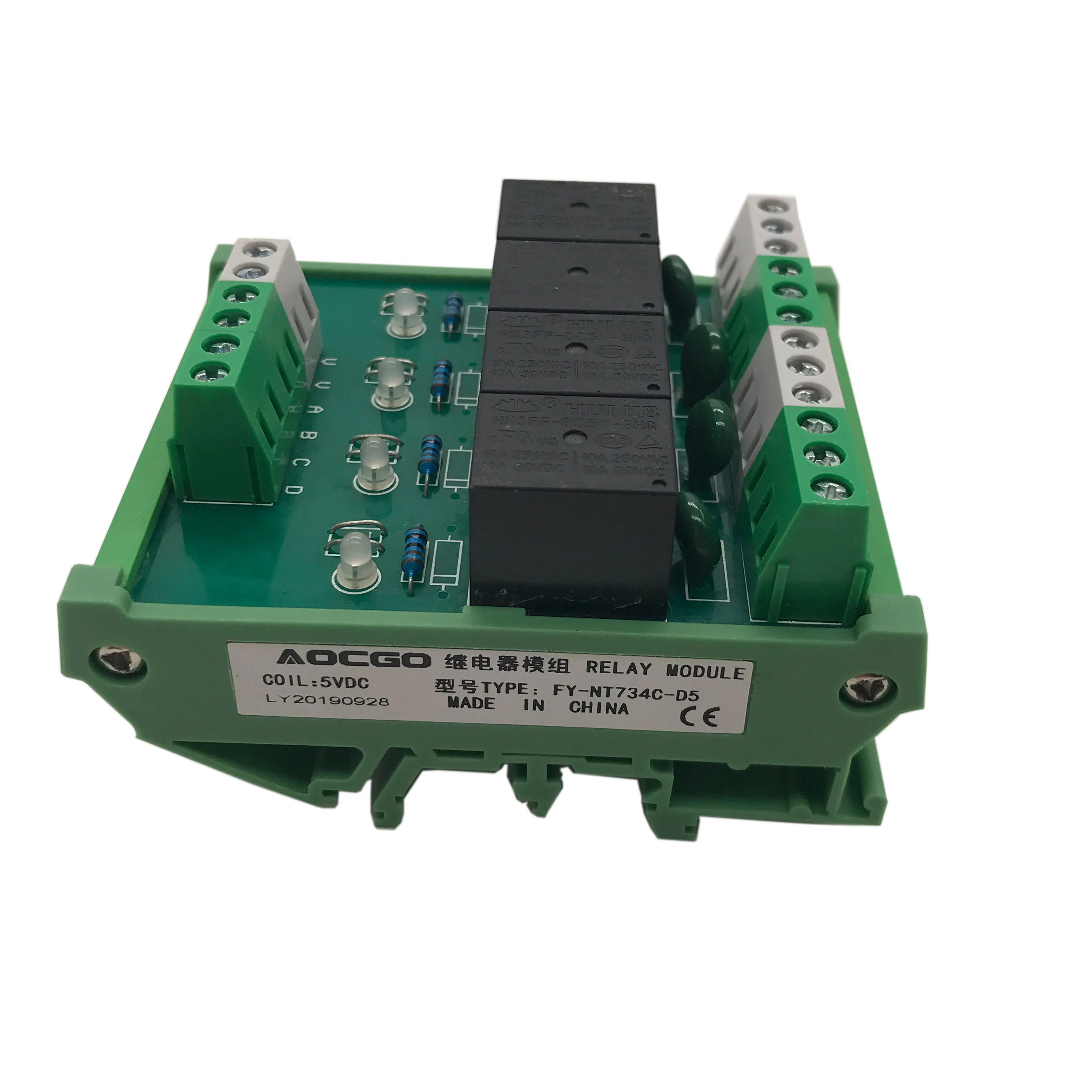 4 Channel T73 Interface Relay Module 5VDC DIN Rail Panel Mount