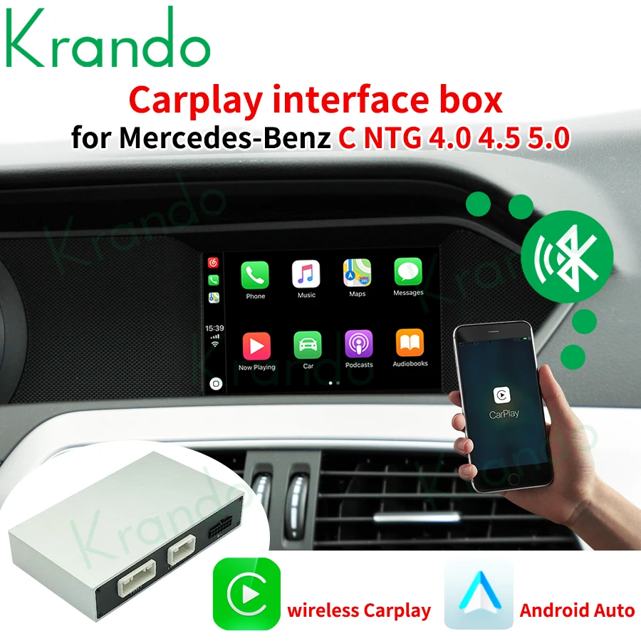 Krando Wireless Apple CarPlay Android Auto Interface Box For Mercedes Benz C W204 GLC W205 2008-2018 NTG 4.0 4.5 5.0 BT