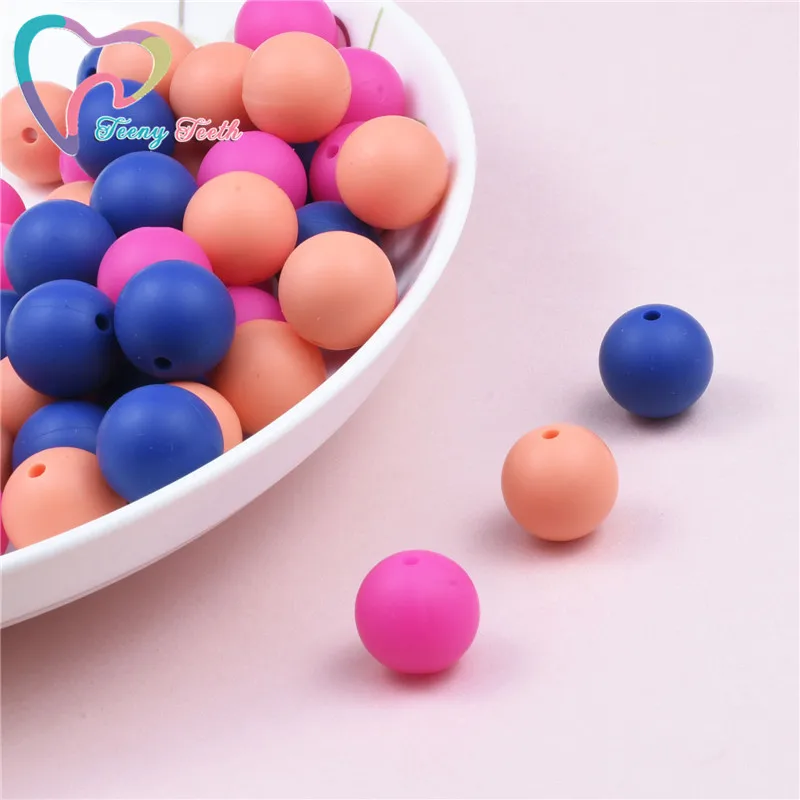 Teeny Teeth 20PCS Mix Colors Combo Baby Accessories Beads Round 12-15 MM Food Grade Teething Silicone Round Bead For DIY Jewelry