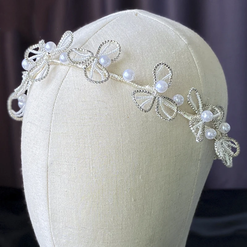 Himstory Handmade Elegant Pearl Wedding Party Headbands Beaded Women Hairband Bridal Headpieces Accessories