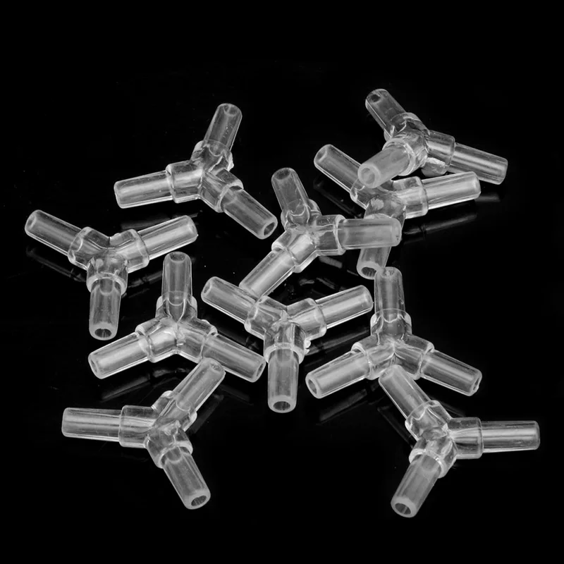 Y-shaped 10Pcs 3 Way Connector Clear Air Valves Aquarium Fish Tubing