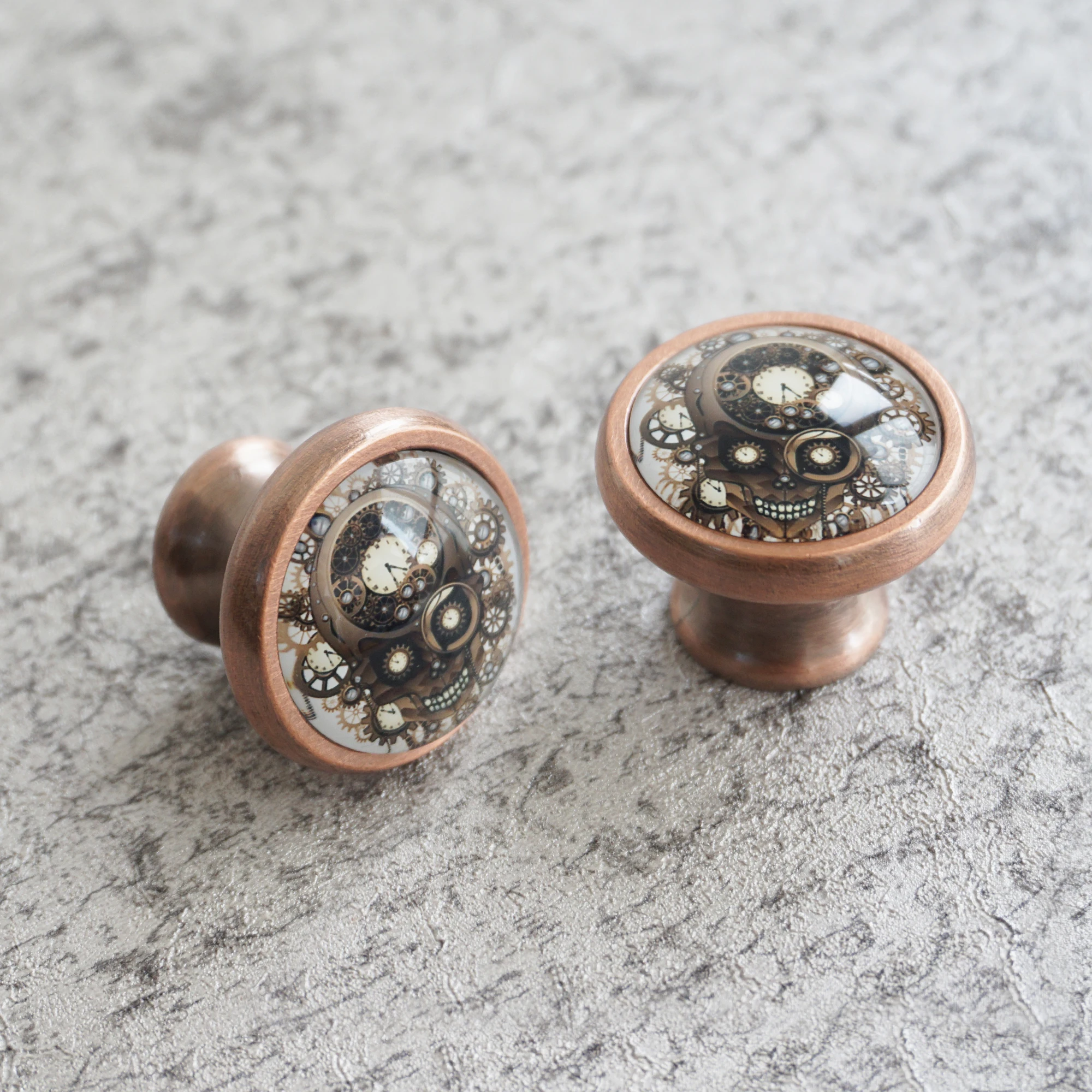 Gear Skull Drawer Knobs Pulls Handles / Kitchen Cabinet Handle / Dresser Drawer Knobs furniture hardware Bronze Silver Copper