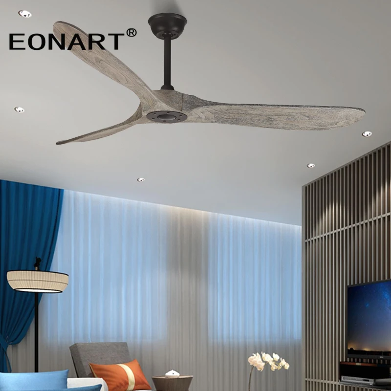 60 Inch Modern DC Ceiling Fan Led Light With Remote Control  Decorative Indoor Solid Wood Ceiling Fans For Home Fan Ventilador