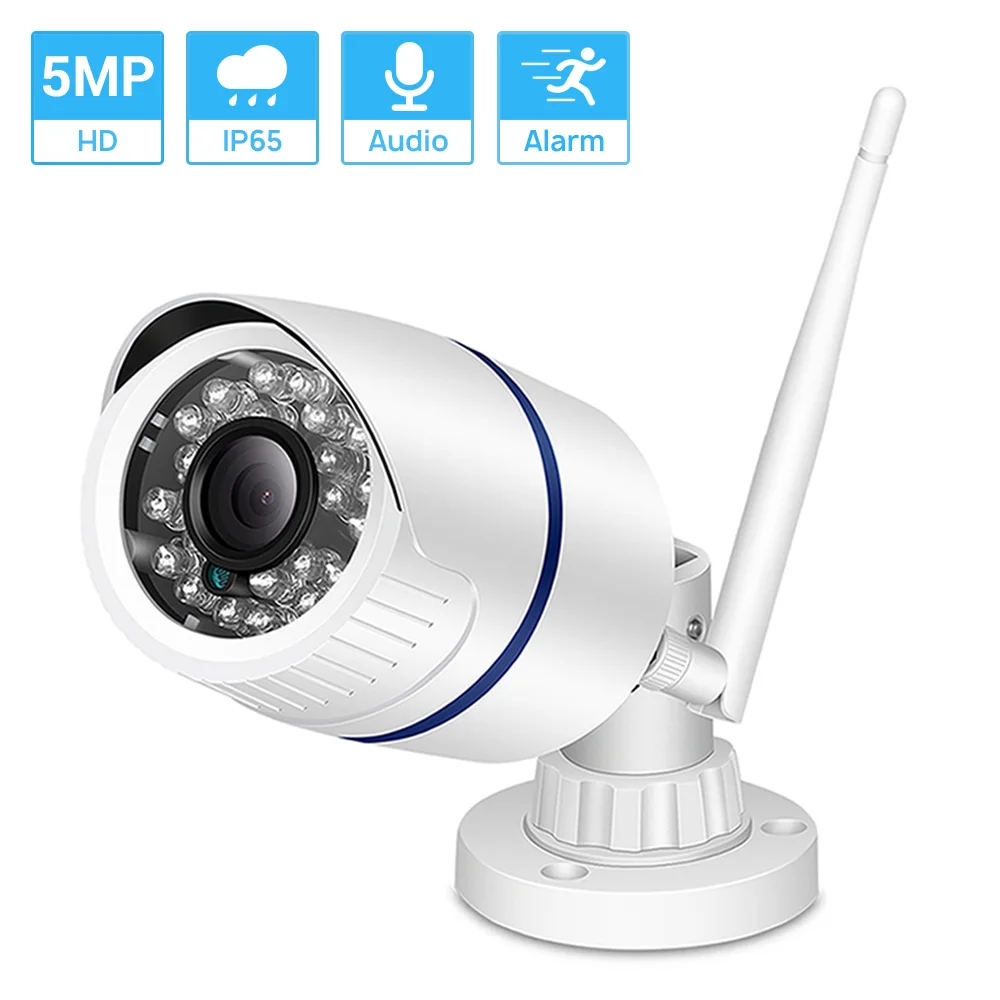 

Hamrolte Wifi Camera 5MP Bullet Waterproof Outdoor Wireless/Wired IP Camera Audio Record IE Browser Xmeye Cloud RTSP iCSee