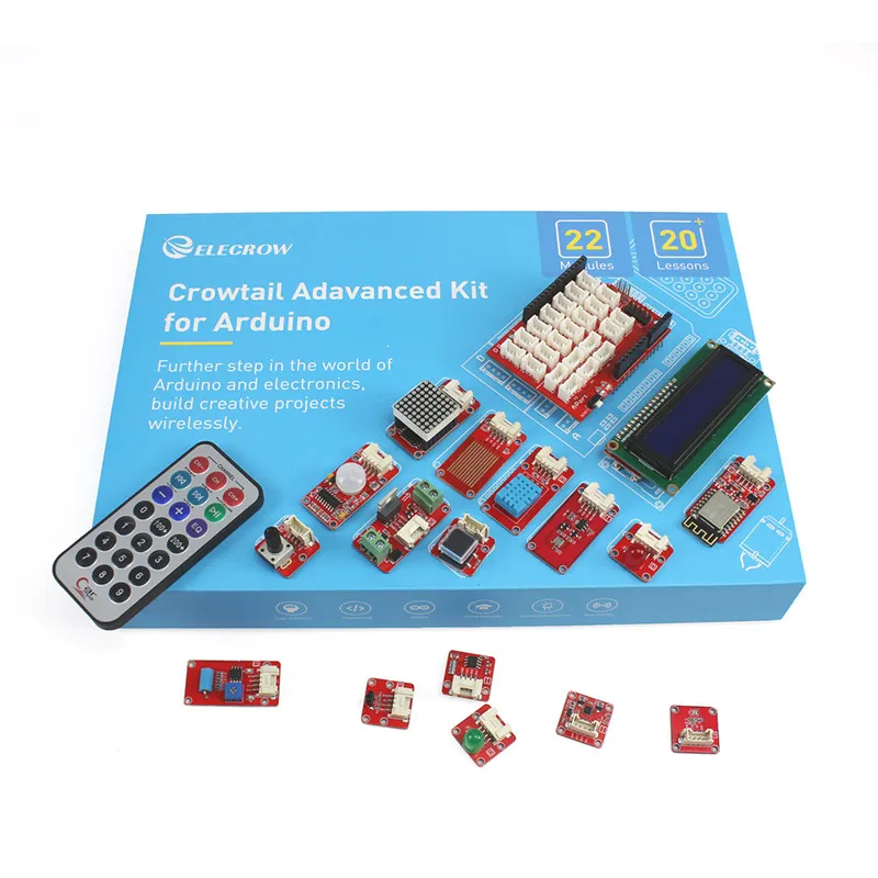 Elecrow Crowtail Advanced Kit per Arduino starter Kit Kit di programmazione fai da te Maker con 22 moduli per progetti di costruzione