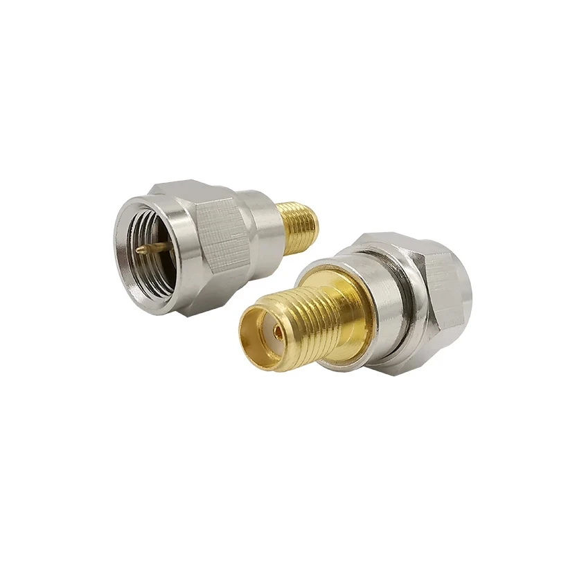 1Pcs SMA F ชุบนิกเกิลตัวเชื่อมต่อ F-Type To SMA RF Coaxial Adapter F ปลั๊ก SMA หญิง Jack ตรง RF Coax Adapter