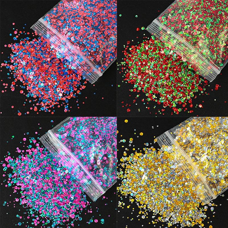 50G/BAG Mixed Round Nail Glitter Sequins 1/2/3MM Colorful Spangles Flakes For Xmas Chameleon Round Manicure SEquins Fd-7hjh