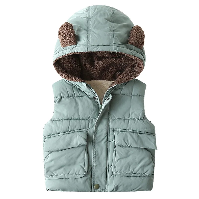 Children Clothing Baby Boys Winter Warm Plus Velet Zipper Vest Kids Outwear Infant Baby Clothes With Pockets