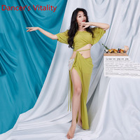 Belly Dance Costume women's long dress performance Set 2020 new suit short sleeve summer training clothes for Lady dance wear